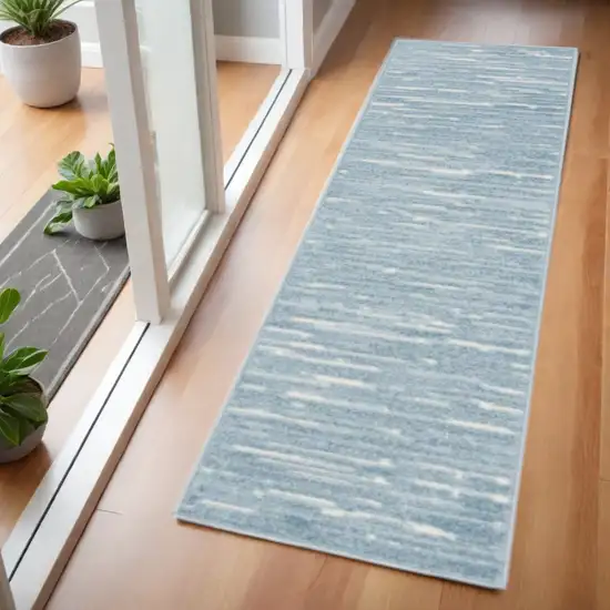 6' Blue Geometric Runner Rug Photo 2