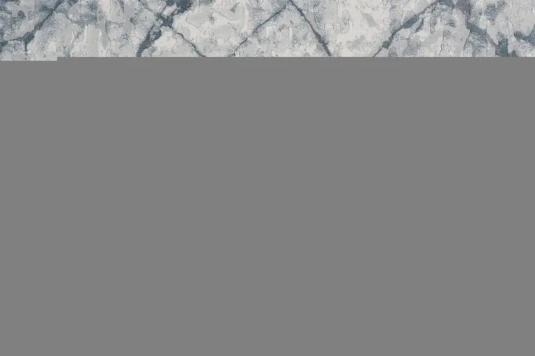 8' Blue Gray And Ivory Abstract Distressed Stain Resistant Runner Rug Photo 4