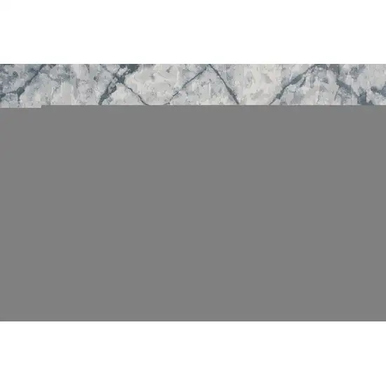 8' Blue Gray And Ivory Abstract Distressed Stain Resistant Runner Rug Photo 4