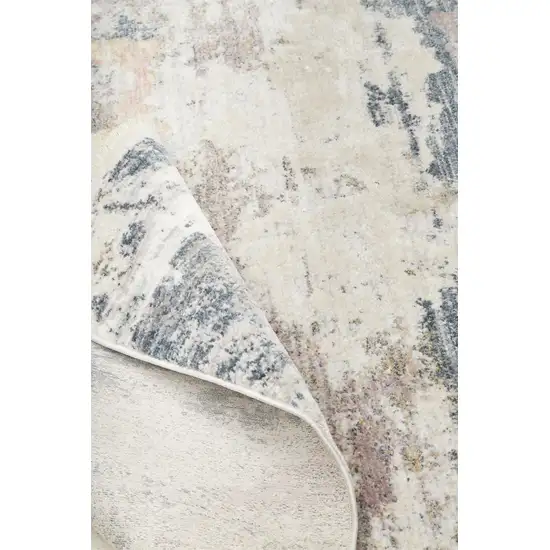 8' Blue Gray And Ivory Abstract Stain Resistant Runner Rug Photo 5