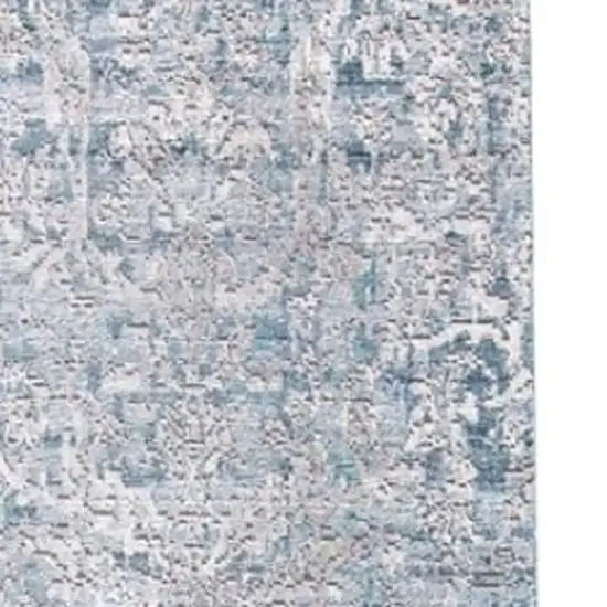 8' Blue and Gray Abstract Distressed Runner Rug Photo 5