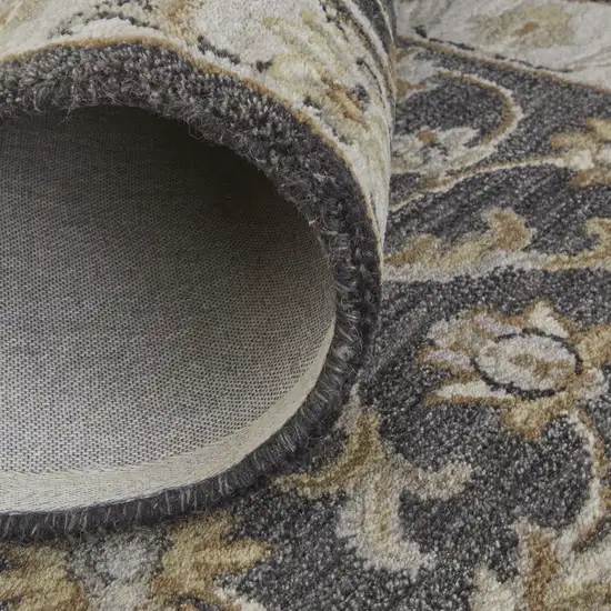 8' Blue Gray And Taupe Round Wool Floral Tufted Handmade Stain Resistant Area Rug Photo 7