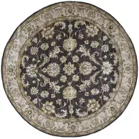 Photo of 8' Blue Gray And Taupe Round Wool Floral Tufted Handmade Stain Resistant Area Rug