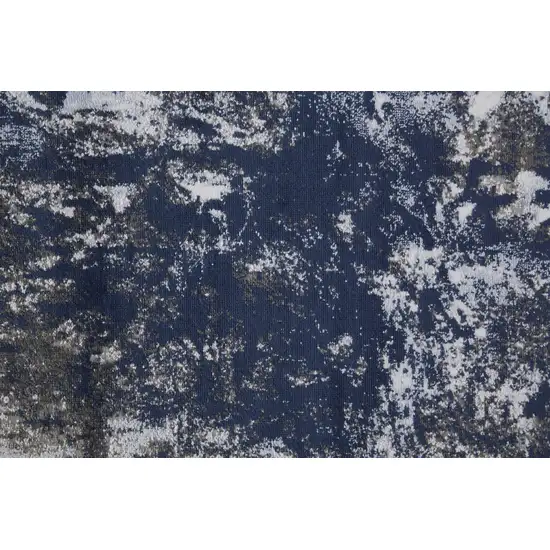 8' Blue Gray And White Abstract Stain Resistant Runner Rug Photo 6