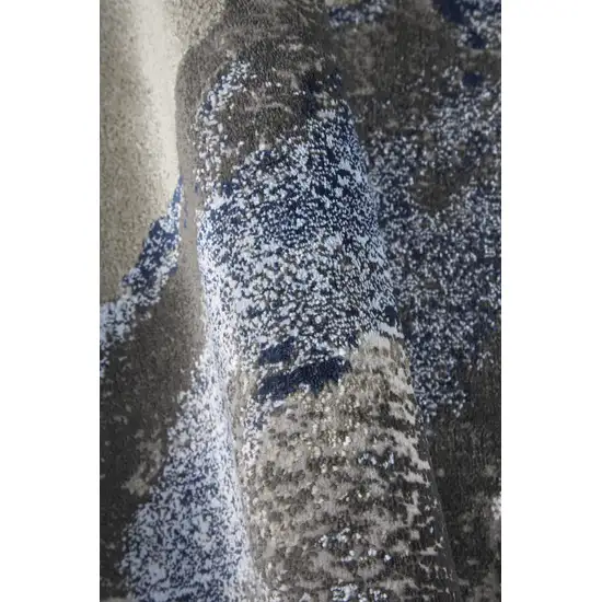 8' Blue Gray And White Abstract Stain Resistant Runner Rug Photo 4