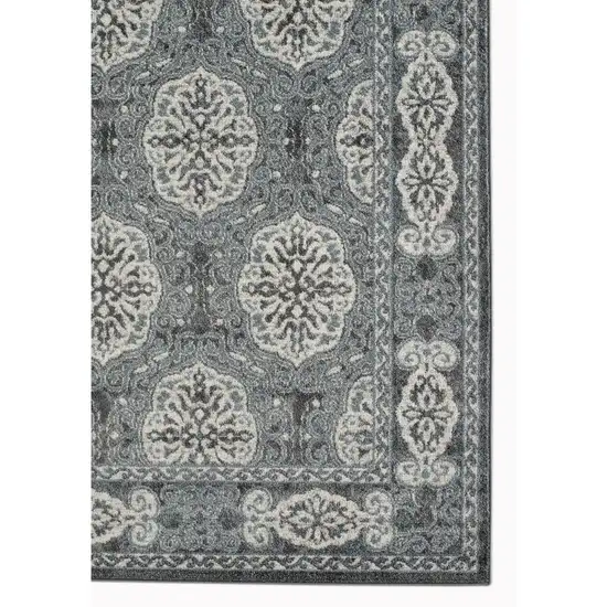 10' Blue Medallion Power Loom Runner Rug Photo 2