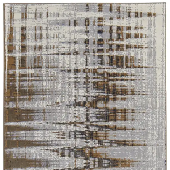 8' Blue Orange And Gray Abstract Power Loom Runner Rug Photo 4