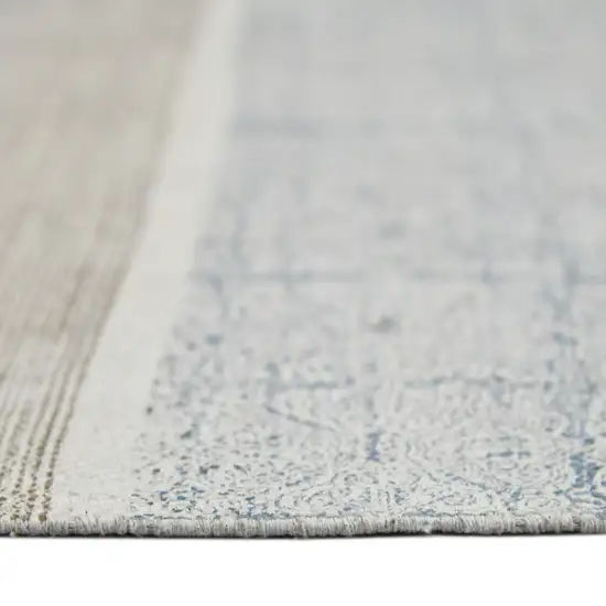 8' Blue Oriental Flatweave Handmade Distressed Runner Rug With Fringe Photo 7