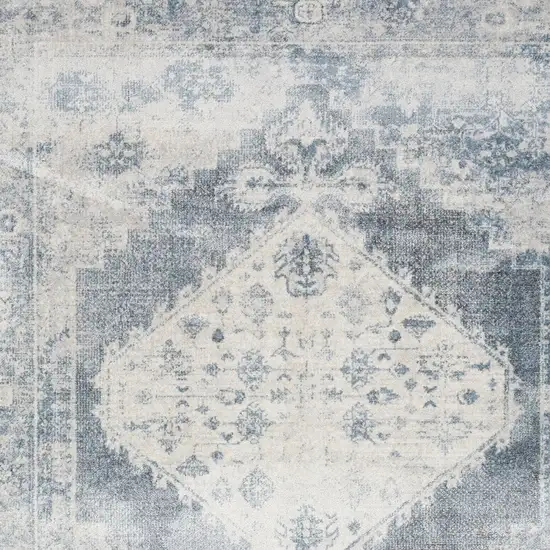 10' Blue Oriental Power Loom Distressed Washable Runner Rug Photo 4