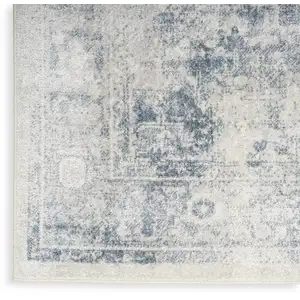 Photo of 10' Blue Oriental Power Loom Distressed Washable Runner Rug