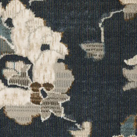 8' Blue Oriental Runner Rug Photo 8