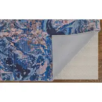 Photo of 8' Blue Pink and Tan Abstract Power Loom Washable Runner Rug