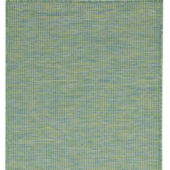 10' Blue and Green Power Loom Indoor Outdoor Runner Rug Photo 5