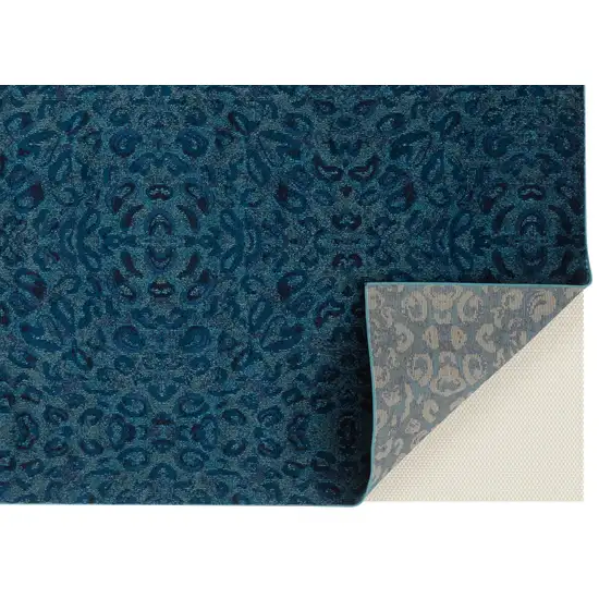 8' Blue Power Loom Runner Rug Photo 4