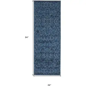 Photo of 8' Blue Power Loom Runner Rug