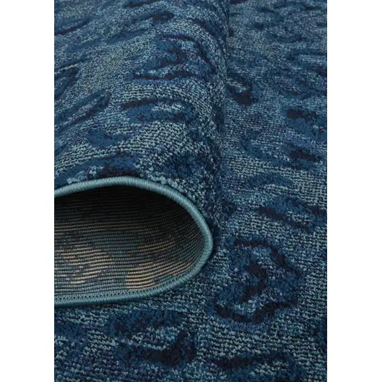 8' Blue Power Loom Runner Rug Photo 8