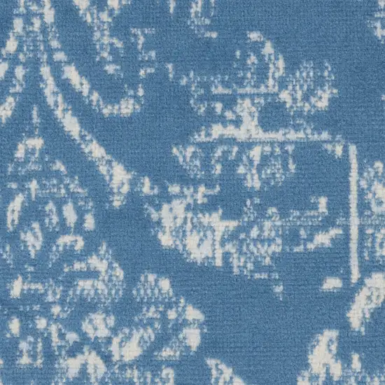 5' Blue Round Damask Power Loom Area Rug Photo 8