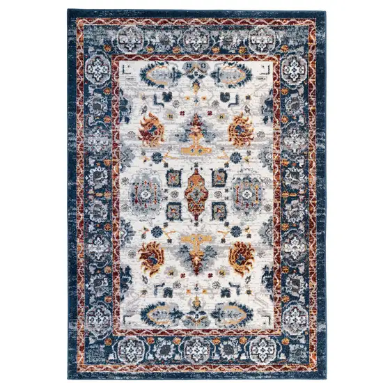 6' Blue Round Floral Power Loom Area Rug Photo 1