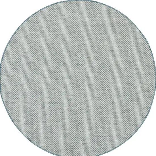 4' Blue Round Geometric Power Loom Area Rug Photo 5