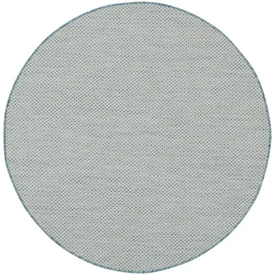 4' Blue Round Geometric Power Loom Area Rug Photo 1