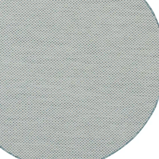 4' Blue Round Geometric Power Loom Area Rug Photo 4