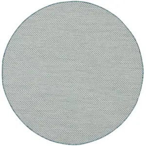 Photo of 4' Blue Round Geometric Power Loom Area Rug