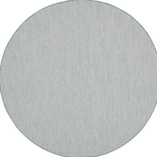 8' Blue Round Geometric Power Loom Area Rug Photo 5