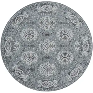 Photo of 6' Blue Round Medallion Power Loom Area Rug