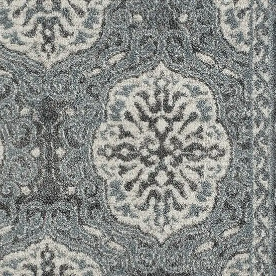 6' Blue Round Medallion Power Loom Area Rug Photo 6