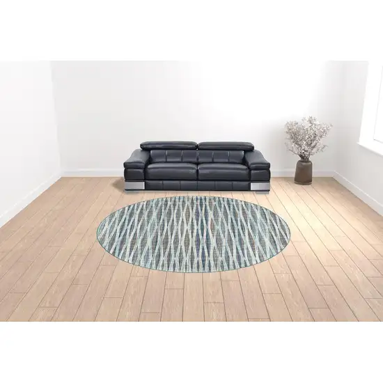 10' Blue Round Ombre Tufted Handmade Area Rug Photo 2