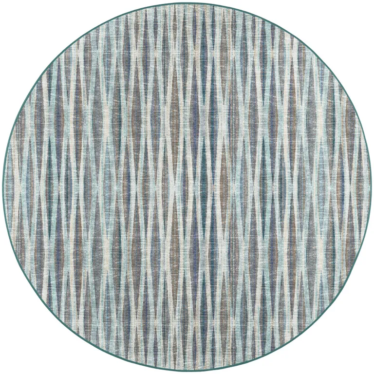 10' Blue Round Ombre Tufted Handmade Area Rug Photo 1