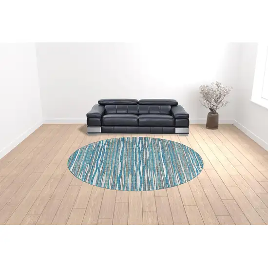 10' Blue Round Ombre Tufted Handmade Area Rug Photo 3