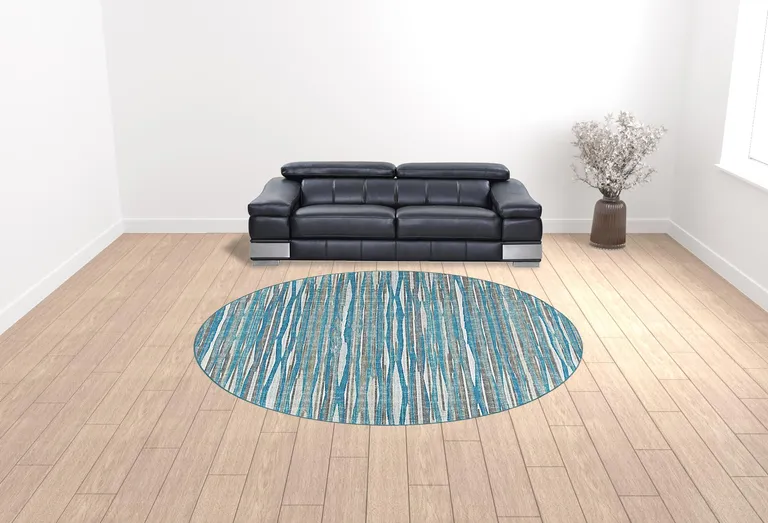 10' Blue Round Ombre Tufted Handmade Area Rug Photo 3