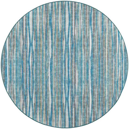 10' Blue Round Ombre Tufted Handmade Area Rug Photo 1