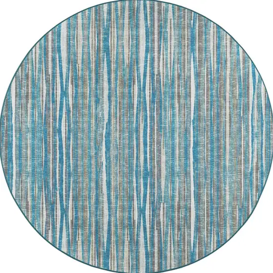 10' Blue Round Ombre Tufted Handmade Area Rug Photo 6