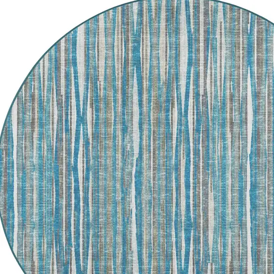 10' Blue Round Ombre Tufted Handmade Area Rug Photo 5