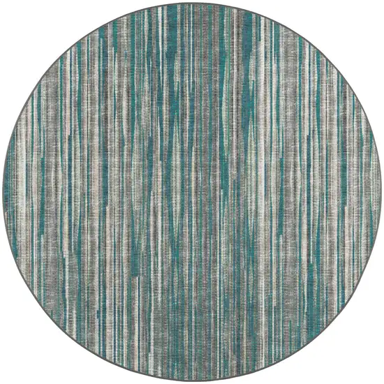 4' Blue Round Ombre Tufted Handmade Area Rug Photo 1