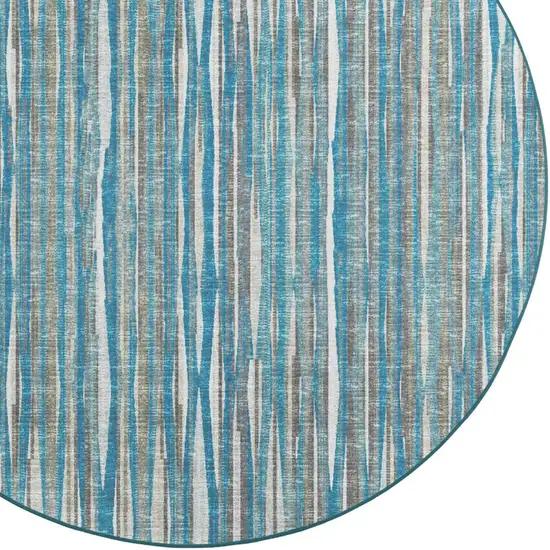 6' Blue Round Ombre Tufted Handmade Area Rug Photo 5