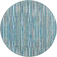 Photo of 6' Blue Round Ombre Tufted Handmade Area Rug