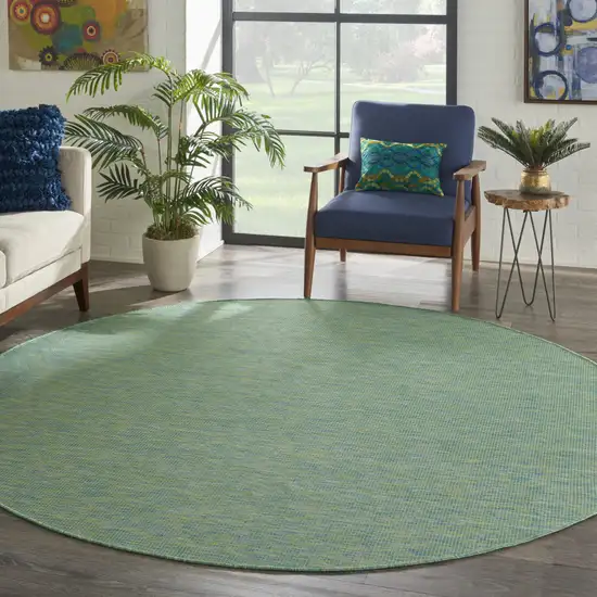 8' Blue Round Power Loom Area Rug Photo 5