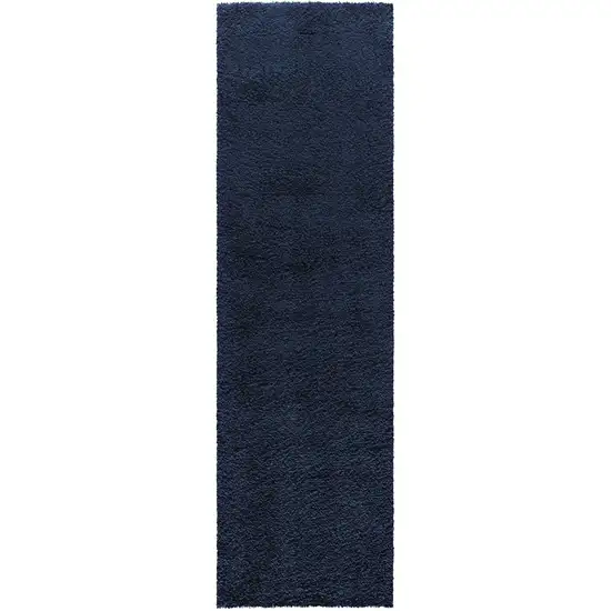 8' Blue Shag Non Skid Runner Rug Photo 4