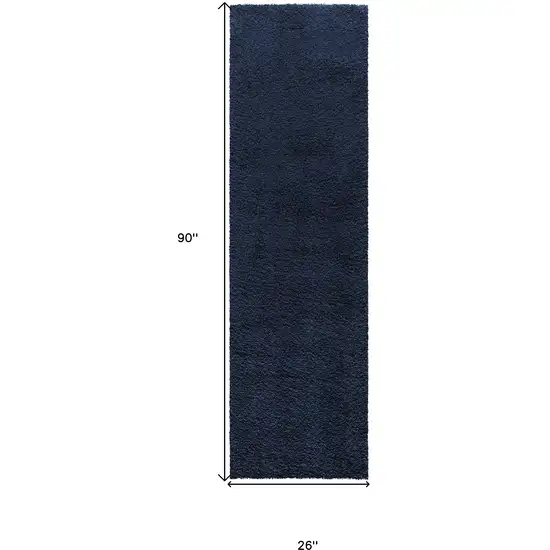 8' Blue Shag Non Skid Runner Rug Photo 3