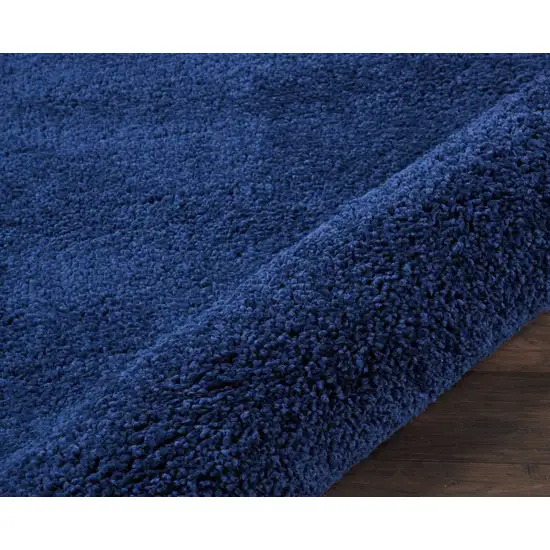 8' Blue Shag Non Skid Runner Rug Photo 8