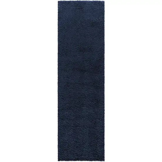 8' Blue Shag Non Skid Runner Rug Photo 2