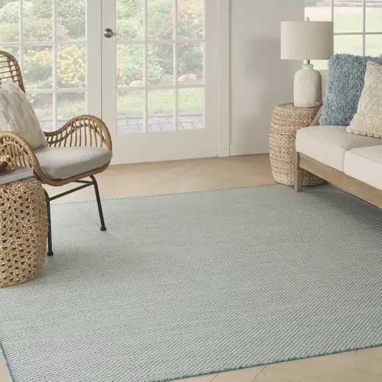 8' Blue Square Geometric Power Loom Area Rug Photo 5