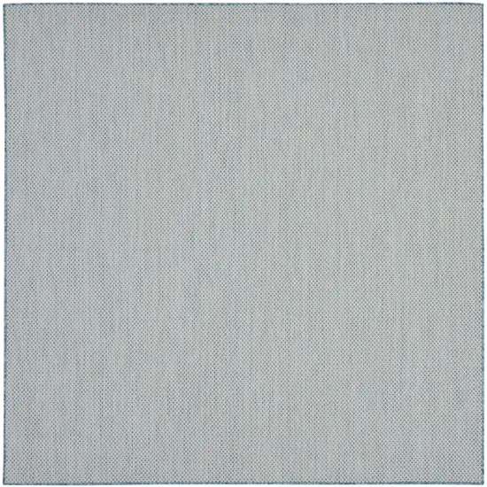 8' Aqua and Ivory Indoor Outdoor Area Rug Photo 2