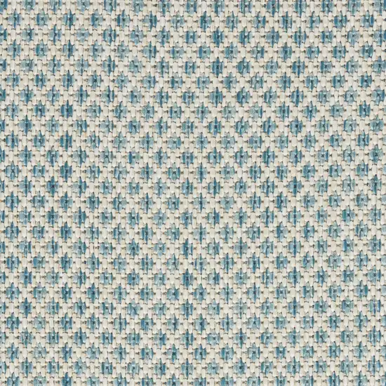 8' Aqua and Ivory Indoor Outdoor Area Rug Photo 9