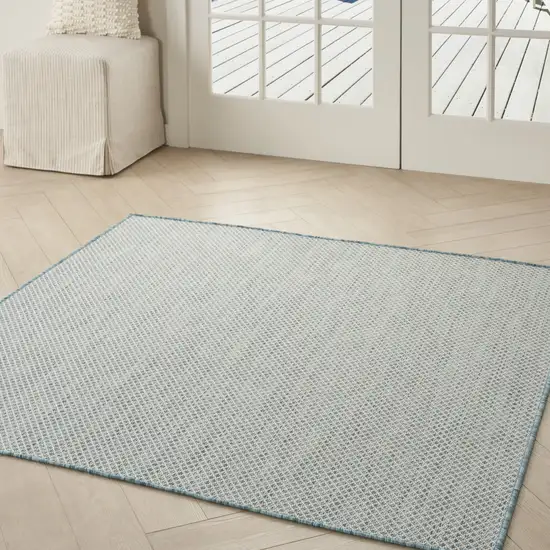 5' Blue Square Geometric Power Loom Area Rug Photo 7