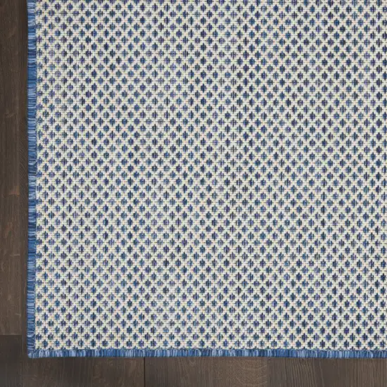 8' Blue Square Geometric Power Loom Area Rug Photo 3