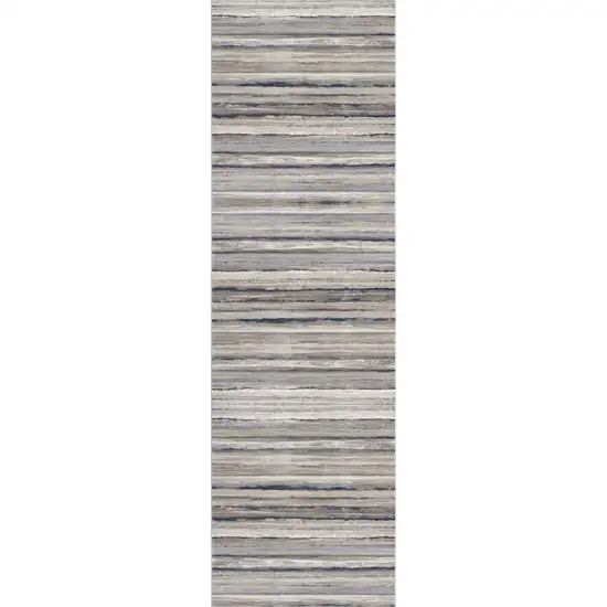 8' Blue Striped Runner Rug Photo 5